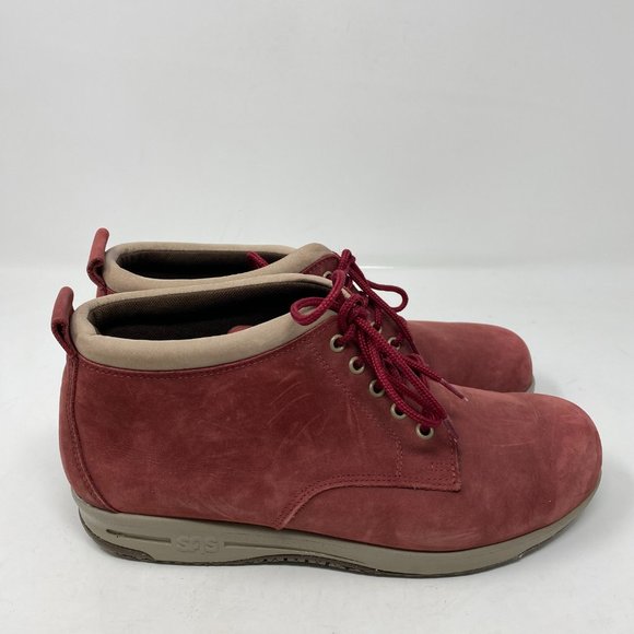 SAS Pink and Red Ankle Booties with Lace-Up Design - Picture 3 of 16